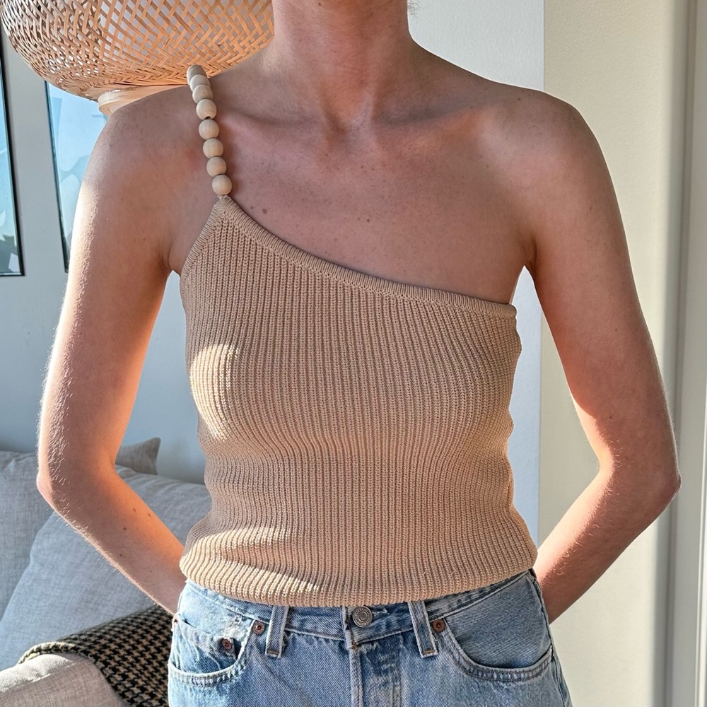 Zara one shoulder knit tank top
